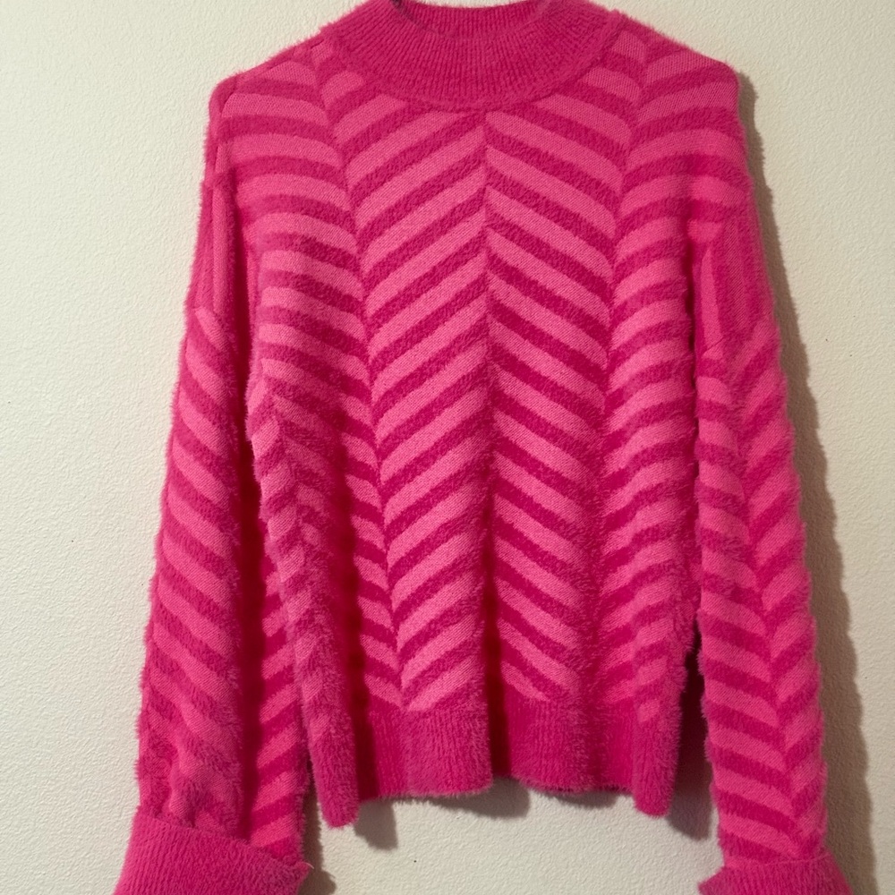 Belldini Pink Striped chevron Women's Sweater